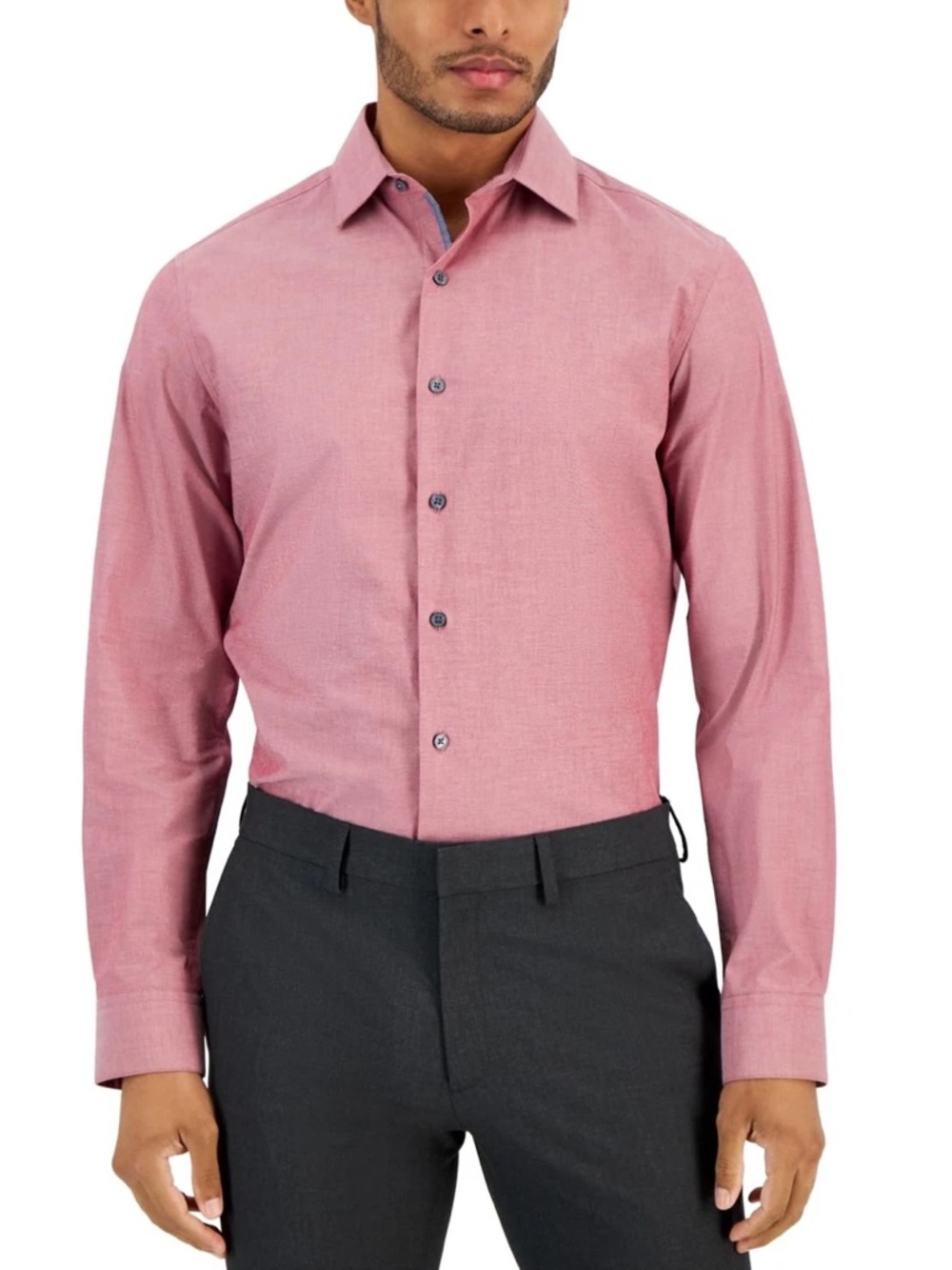 Bar III Men's Slim Fit Chambray
Cotton Blend Stretch Dress Shirt
Red 14 - 14.5 S